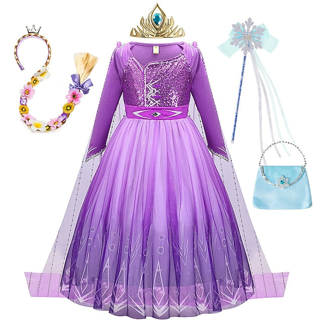 Anna Flower Party Dress Theme Frozen Fairytale Girl Princess