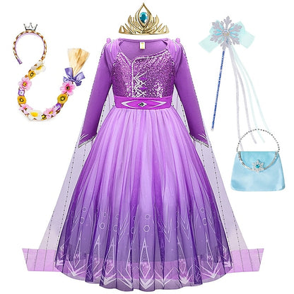 Anna Flower Party Dress Theme Frozen Fairytale Girl Princess