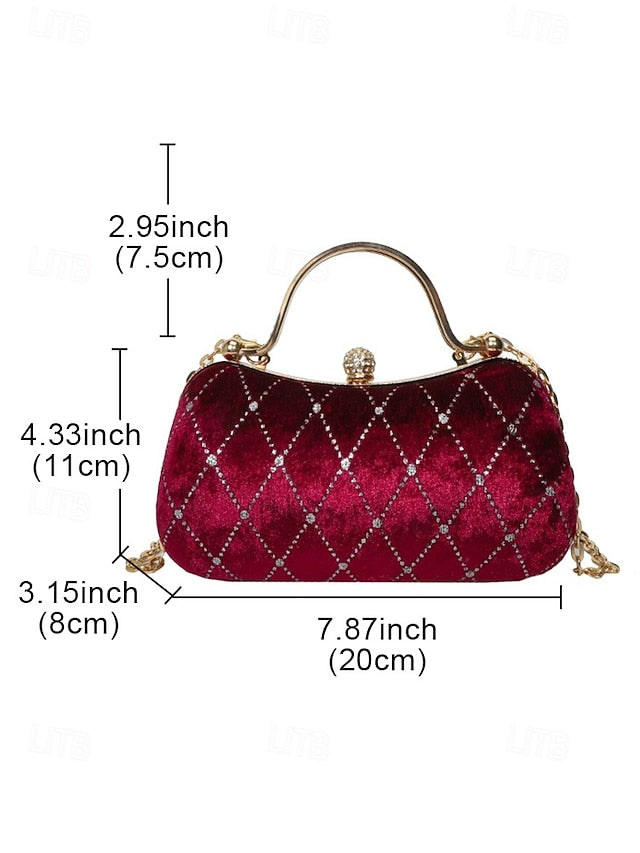 Quilted Diamond Women's Velvet - with Accents Purse Evening