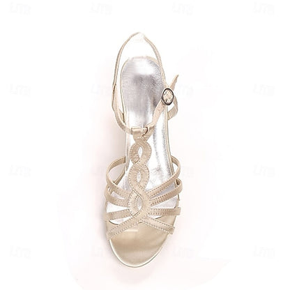 Satin Elegant Sandals Strappy Purple – Mid-Heel Women's