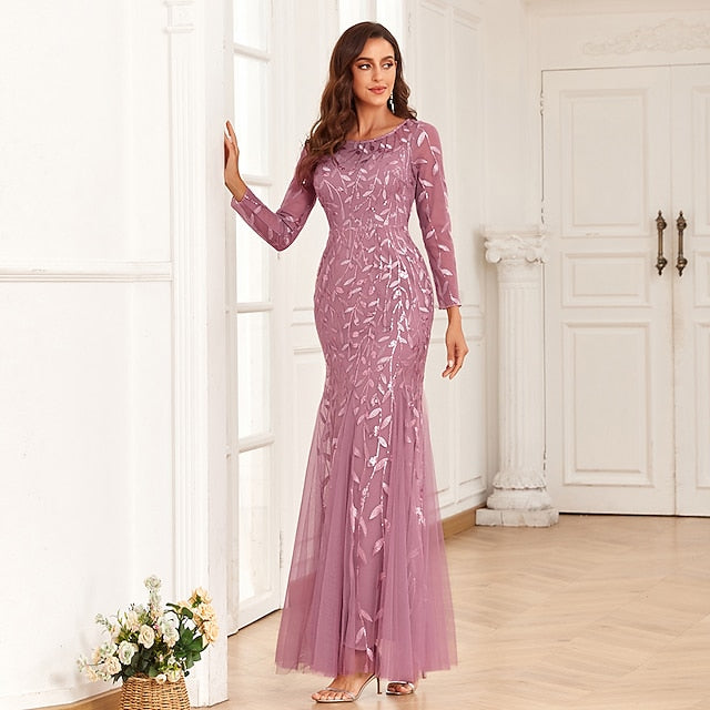 Mermaid Evening Gown Sequin Elegant Dress Wedding Guest Prom