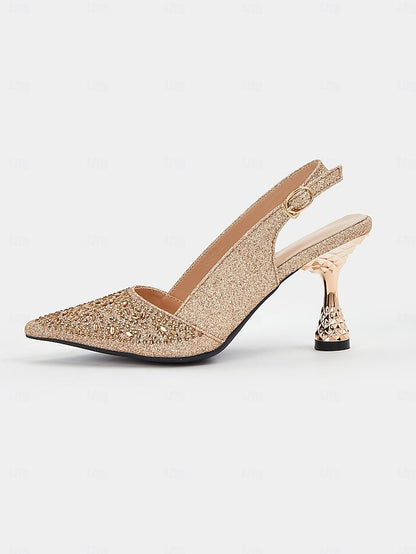 – Glitter Pointed Pumps Women's Sparkling Slingback Toe