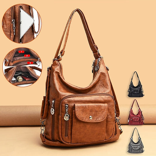 Sac - Sac Hobo en similicuir pour femme style vintage marron