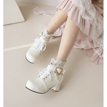 Ankle Women's – Wedding Bridal Lace-Up White Boots Shoes