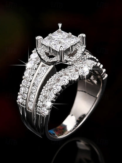 Cubic Luxury Ring Zirconia Wedding Set with