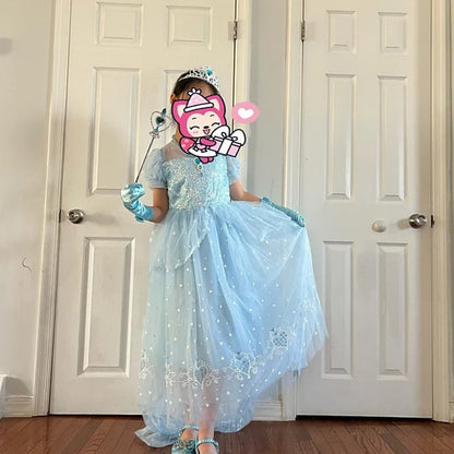 Cloak Dress Frozen Princess Cosplay Elsa Girl Flower