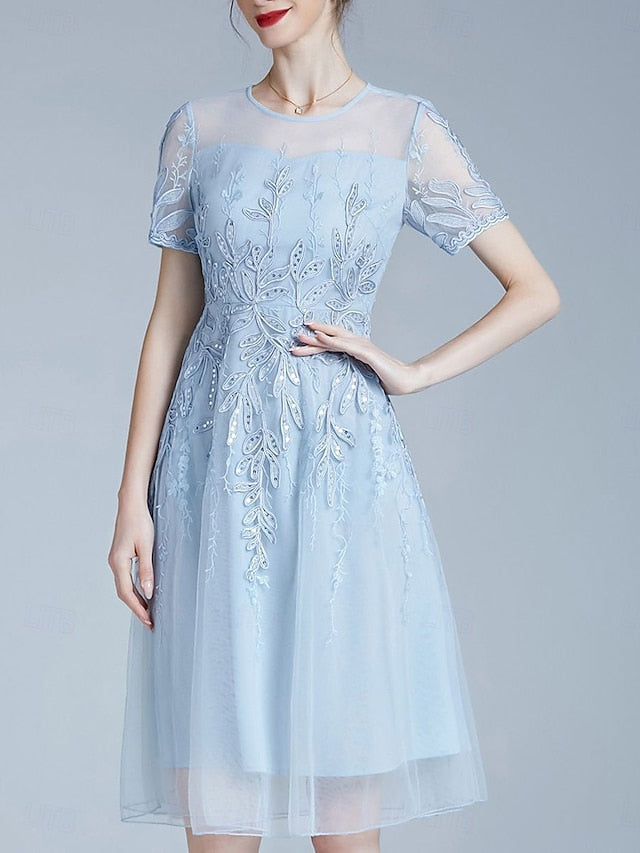 Crew of A-Line the Neck Mother Dress Bride Elegant Knee