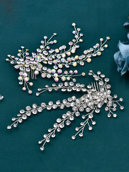 Rhinestone and Crystal Hair – Flower Elegant Accessory Bridal