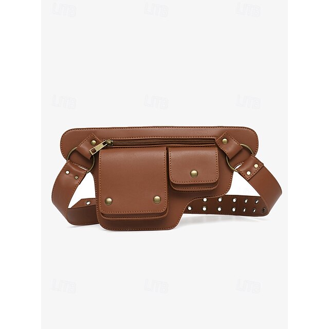Utility Bag mit Vintage Gürtel Damen Leder Kunstleder