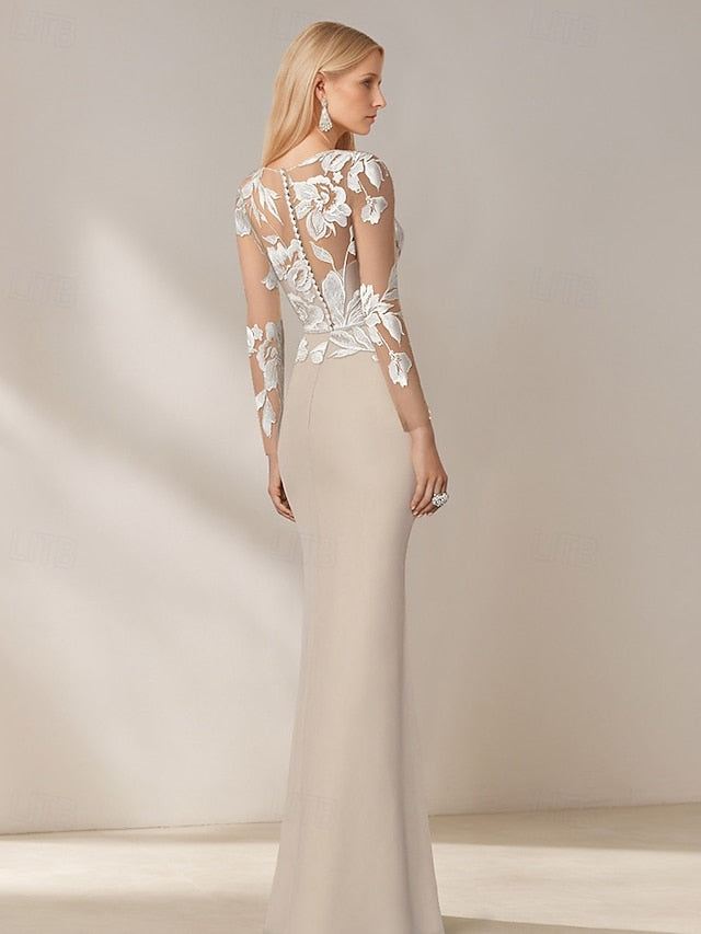 Dress Mermaid the Trumpet Bride Stretch of / Mother Crepe