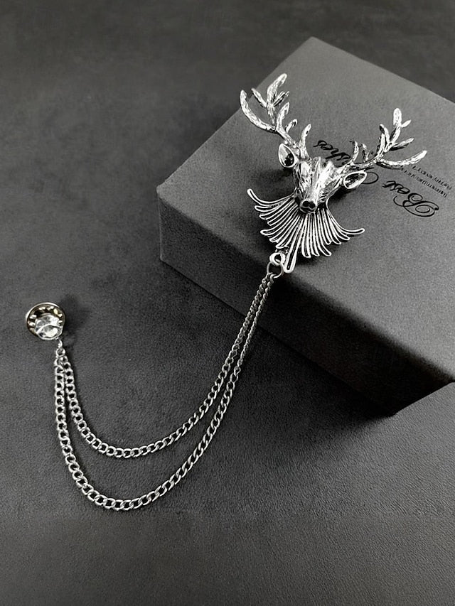 Brooch Deer Men's Lapel Pin Christmas with