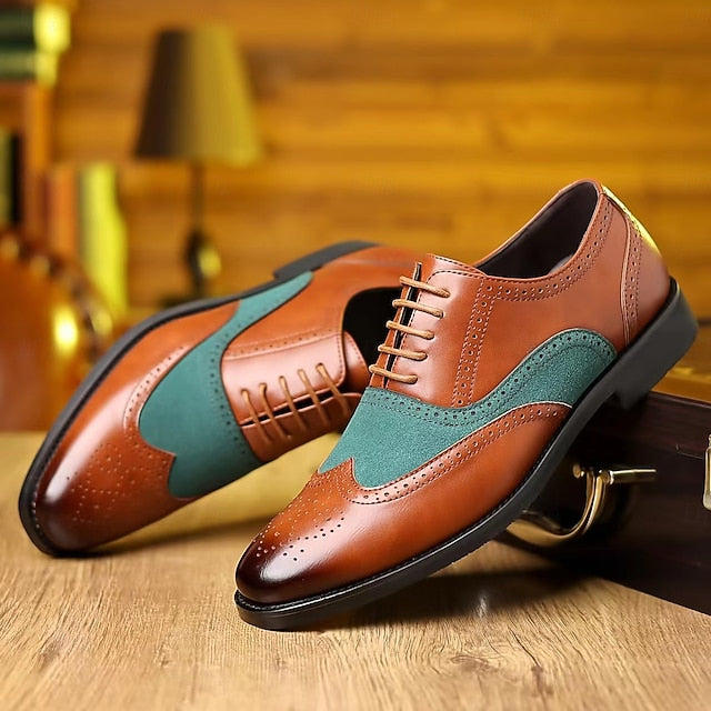 Men's Green Shoes Oxford Brown Wingtip and – in Two-Tone