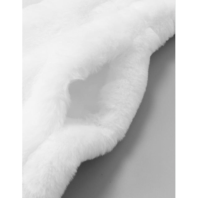 Coat Jacket White Faux Women's Fur Long Black Sherpa