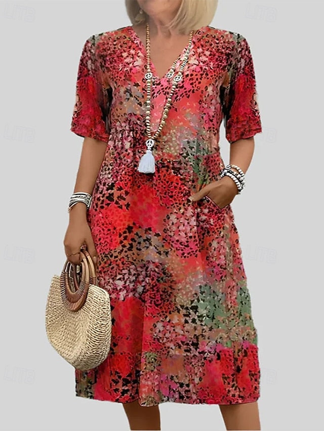 Women's Midi Dress Print Dress Fashion Modern Vacation