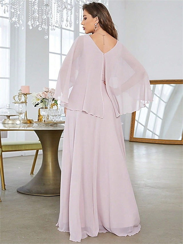 Mother Bride Elegant Dress V Neck the of Floor Party