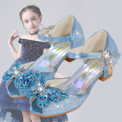 Shoes Silver Sparkly Princess Girls' – Glitter Bowknot
