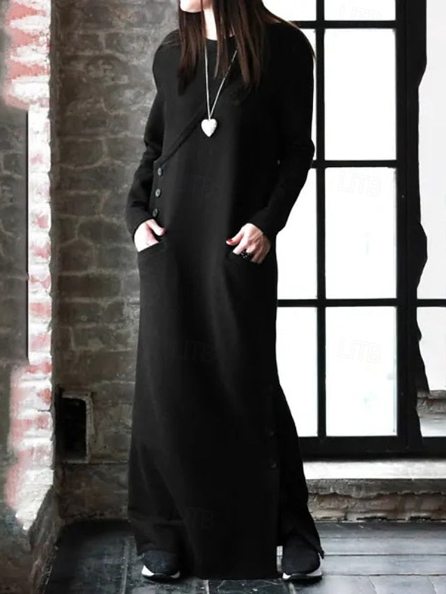 Women's Long Dress Maxi Dress Hoodie Dress Sweatshirt Dress