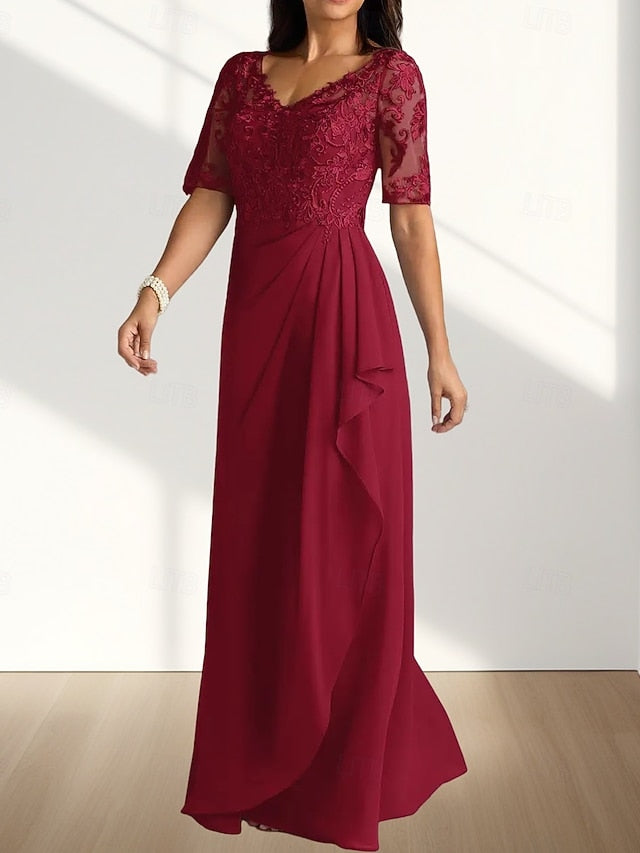 Mother Dress Guest Elegant the V Wedding Neck of Bride A-Line
