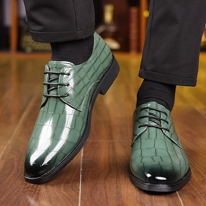 Faux Green Shoes Men's Leather Print – Oxford Crocodile