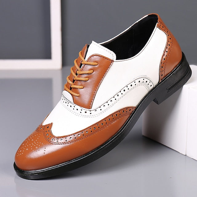 Men's Brogue Oxford and White Shoes Wingtip Burgundy