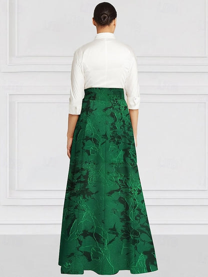 A-Line of Shirt Collar Mother Bride Elegant Dress Vintage the