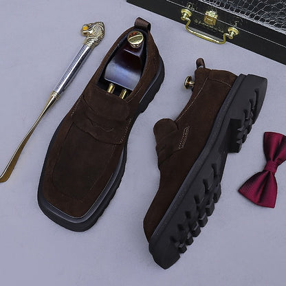 -Classic Leather Suede Cowhide Loafers Men's Business