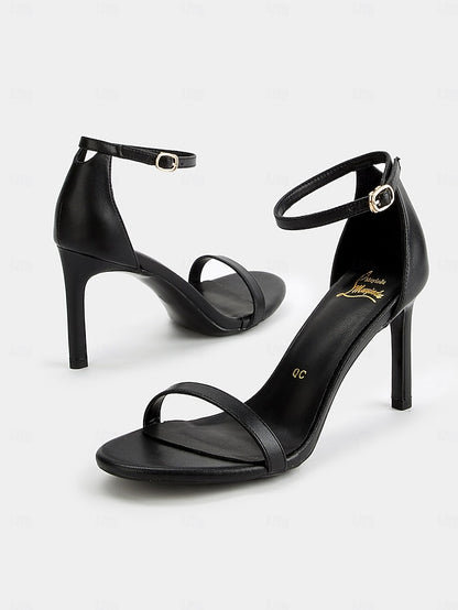 Strap Sandals Open-Toe Ankle Elegant Stiletto for - Women Black