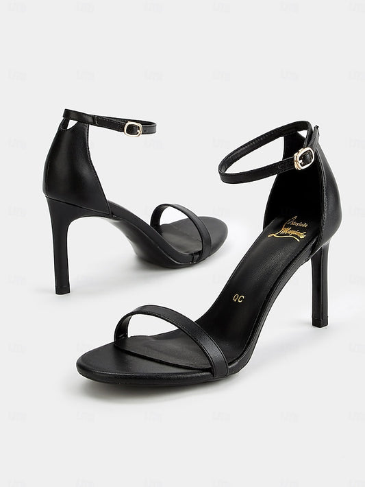 Strap Sandals Open-Toe Ankle Elegant Stiletto for - Women Black
