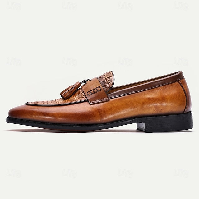 Tassel Slip-On Men's Leather Loafers Tan – Vintage Dress