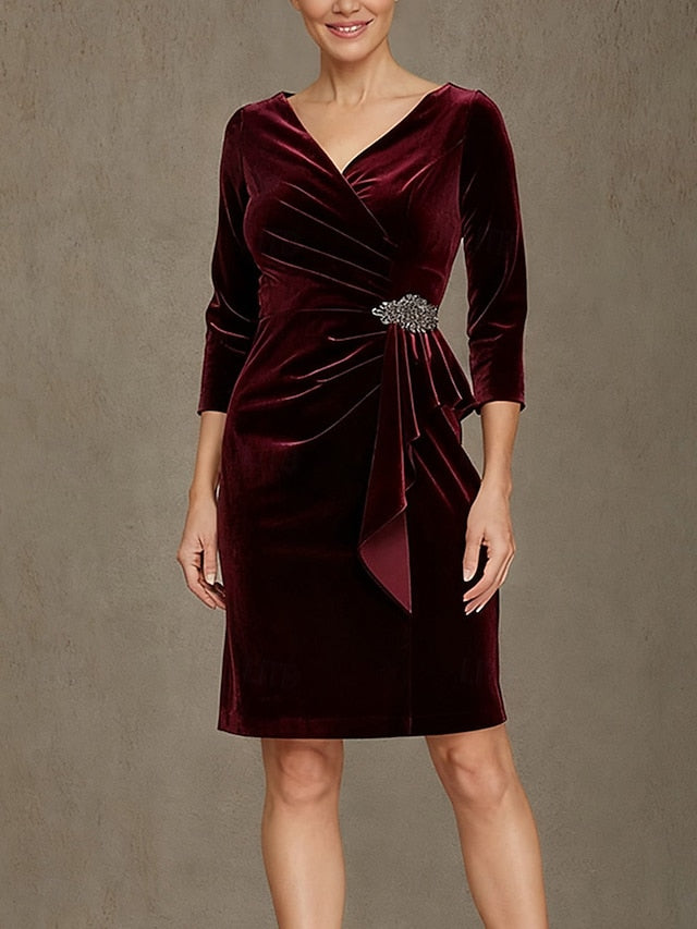 Women's Mini Dress Wrap Dress Velvet Dress Elegant Wedding