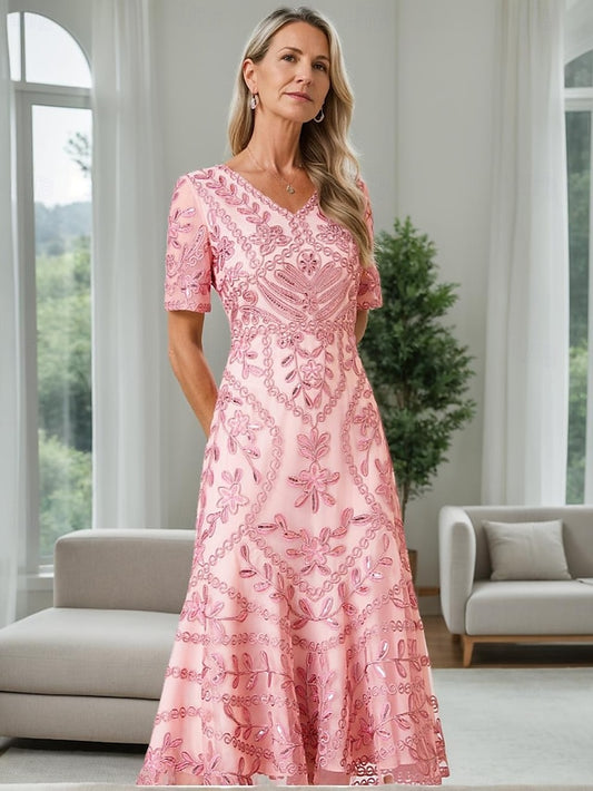A-Line V of Dress Mother the Party Vintage Bride Elegant
