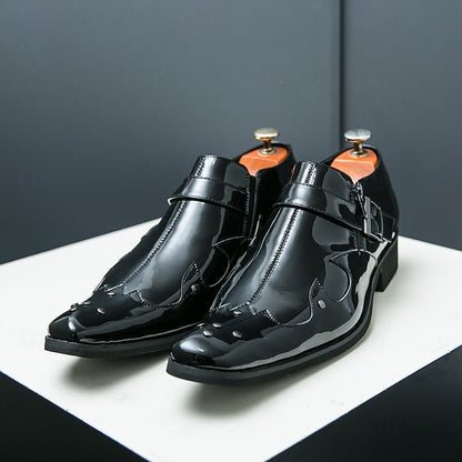 Monk Strap Black Leather Dress Shoes Formal Men's –