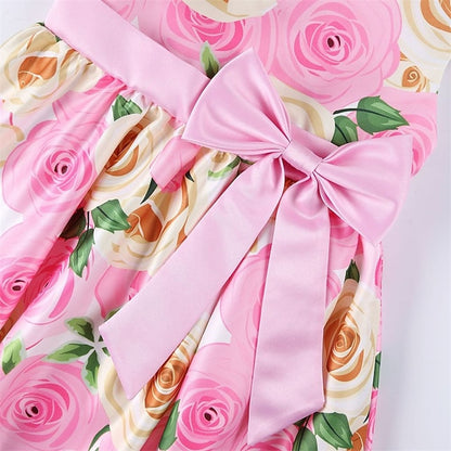 Party Girls' Floral Kids Flower Dress Short Sleeve