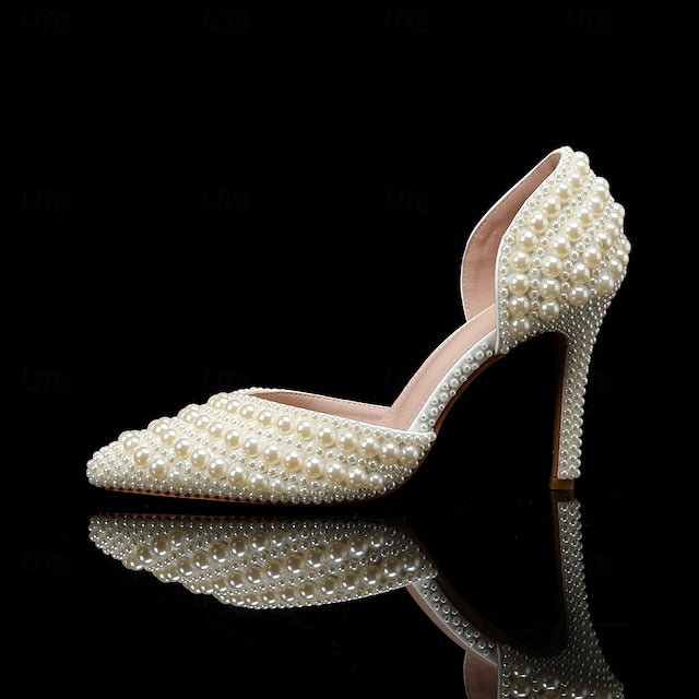Clutch and Set – Heels Stiletto Pearl White Women's Bag