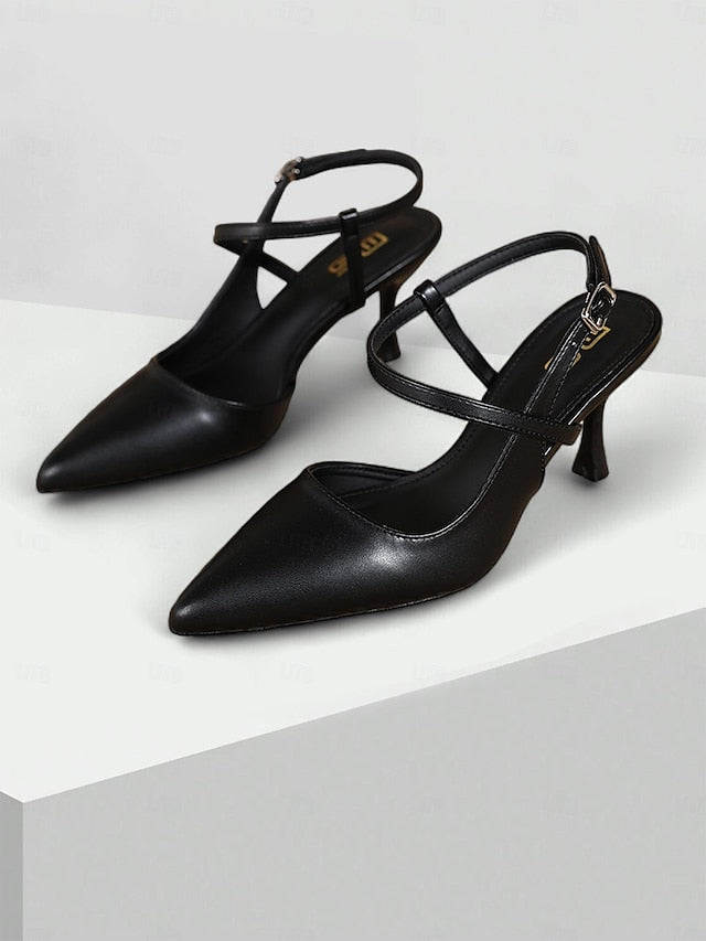 Kitten Pumps – Women's Slingback Elegant Heel Nude