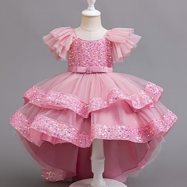 Dress Sleeveless Sequin Wedding Girls' Special Kids Party