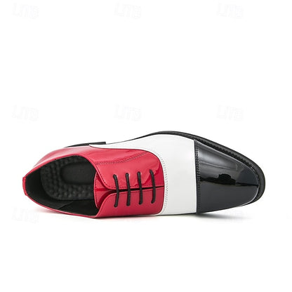 Patent – Red Oxford Men's and White Shoes Leather