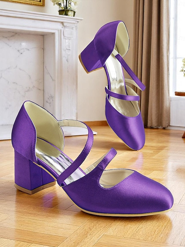 Mary Jane Satin Women's Green – Elegant 1950s Heels Block