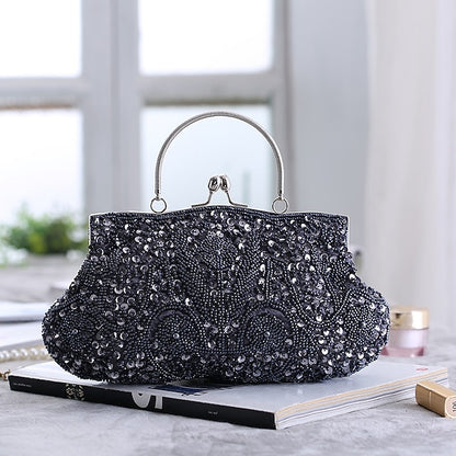 Vintage White Evening Beaded – Purse Women's Clutch