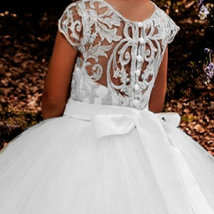 Floral Girls' Dress Kids Girl Solid Colored Flower