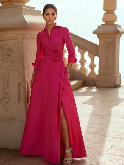 Dress Formal Length Gown Evening Wedding Floor A-Line Elegant