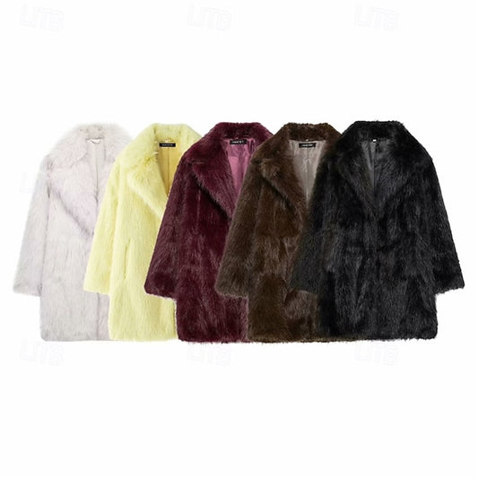 Women's Pocket Warm Fur Faux Furs Coat Comfortable