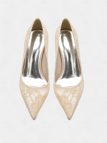 Pointed-Toe Lace-Embroidered Stiletto - Heels Women's
