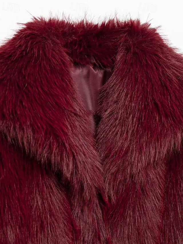 Women's Faux Furs Warm Comfortable Coat Leathers Fur