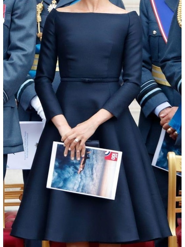 Simple Bride Dress Elegant Tea Jewel A-Line Neck Mother of the