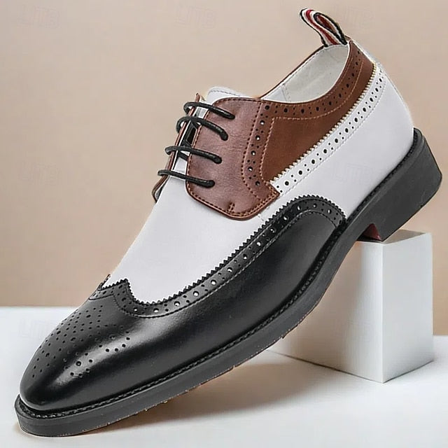in Black Brogue Shoes Oxford Men's Tri-Color Wingtip
