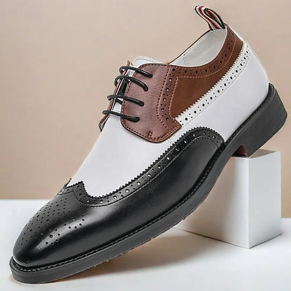 in Black Brogue Shoes Oxford Men's Tri-Color Wingtip