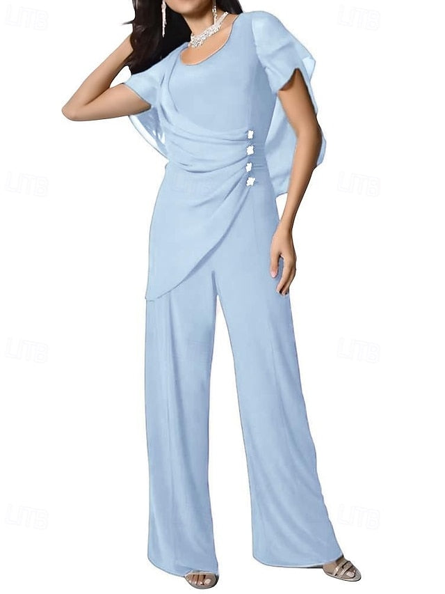 Cape / the Elegant of Bride Mother Pantsuit Jumpsuit Dress