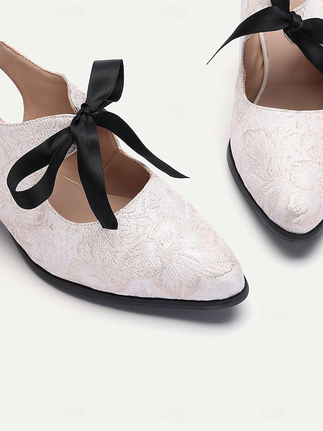 Lace - Heels with Elegant Vintage Bow Women's Slingback