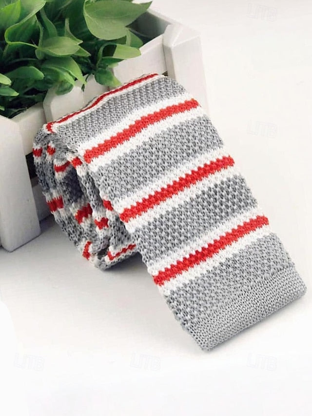 - Neck Men's Stripe Stylish Knit Christmas Tie Woven